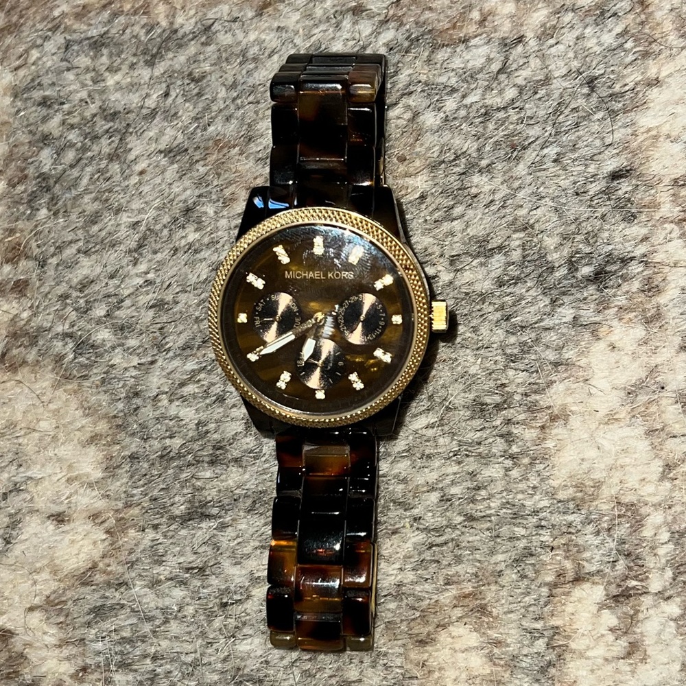 Michael Kors Tortoise Acrylic Brown Dial Ladies Watch